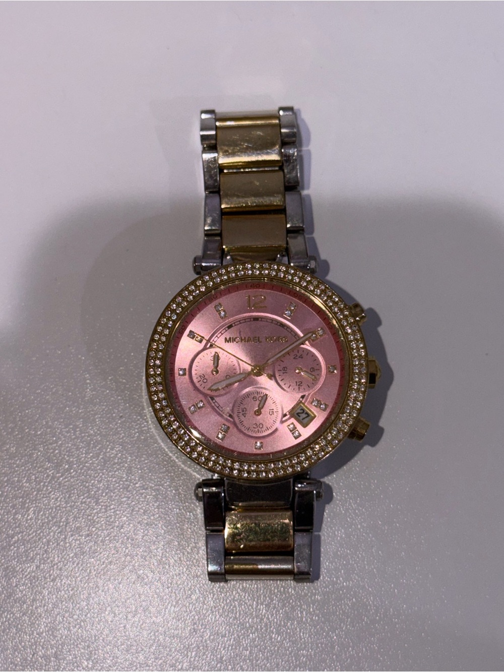 Michael Kors Rose Pink Dial Two-Tone Crystal Accent Women's Watch